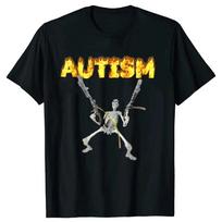 Retro Autizmo Skeletas Juokingi Moteriški Marškinėliai Neurodivergentiškumo Autizmo Sąmoningumo Palaikymo Grafiniai Marškinėliai Helovino Dovanos Moteriški Drabužiai 4XL