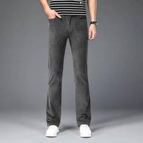 Men's Large Size Casual Micro Flare Pants Corduroy Pants Korean Slim Flared Black Pants 29 pilka spalva