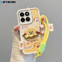 KEYSION Cartoon Cute Plush Embroidery Case for HONOR 200 Smart 5G with Lanyard Shockproof Phone Back Cover for Huawei Honor X7c for Honor 200 Smart