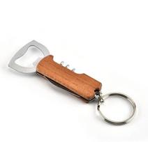 Openers Wooden Handle Bottle Opener Keychain Knife Double Hinged Corkscrew Stainless Steel Key Ring Opening Tools Bar TLY049 1