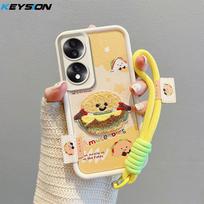 KEYSION Cartoon Cute Plush Embroidery Case for HONOR 70 5G with Lanyard Silicone Shockproof Phone Cover for Huawei Honor 70 for Honor 70