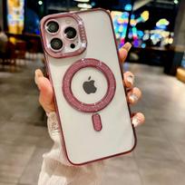 Meijiu Lens Film Suitable for IPhone16Pro Mobile Phone Case Electroplating Flash Powder Magnetic Suction Apple 15/14 Transparent Anti-fall Apple 11