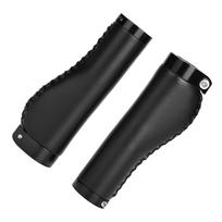 1 Pair PU Leather Mountain Bike Folding Bicycle Cycling Lockable Handle Grips (Black) black