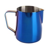 Milk Frothing Pitcher Jug Stainless Steel 350ml Frother Steam Cup with Scale for Coffee Making L(for 6.5-9kg) mėlyna