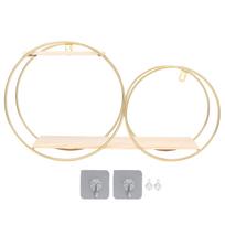 Wall Hanging Storage Shelf Metal Round Decorative Wall Mount Floating Organizer for Bathroom