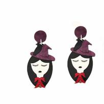 Asymmetric European and American design, witch girl earrings, acrylic fashion earrings juoda