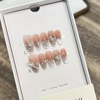 Summer Wear Armor Handmade Nude Blush Cat Eye French Flashing Star Diamond Extra Small XS