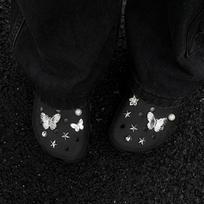 Cave Shoe Accessories, DIY Shoe Buckle, Silver, Imitation Metal, Bow, Cute Barbie Shoe Flower no shoes