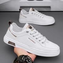 One-pedal men's shoes summer breathable pilot casual shoes men's sports flat shoes non-slip waterproof little white leather shoes 39