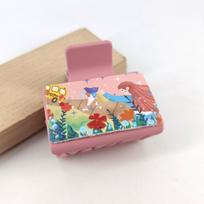 Fashion Mother's Day Series PU Leather Shark Clip Warm and Cozy Pink Flower High Ponytail Hair Clip Women's Headdress
