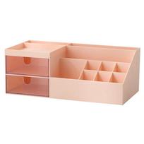 1Pc Plastic Drawer Makeup Storage Box Dormitory Finishing Shelf Cosmetics Lipstick Skin Care Dressing Table Desktop Stationery Box rožinė