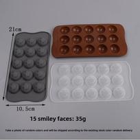 15 kiaulės, kakučio ir besišypsančio veido silikoninių formelių torto ir saldainių dekoravimui 15 Smiley Faces brown