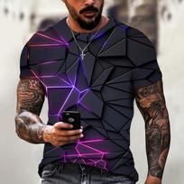 Summer Round Neck 3D Terrifying Magma Print Top Fashionable Casual Short Sleeved Men's T-shirts S