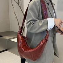 Croissant Horn Bag Genuine Leather Single-shoulder Crossbody Lazy and Cozy Dumpling Bag One Size juoda