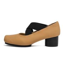 Leather fairy ballet shoes wear light mouth single shoes female French high heel thick heel pig nose retro Mary Jane shoes 34