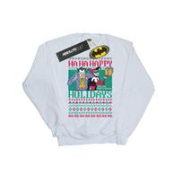 DC Comics Mens Joker And Harley Quinn Ha Ha Happy Holidays Sweatshirt XL balta