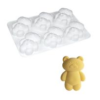 Food Grade Silicone Mousse Cake Mold Creative 6 Grids Bear Shape Dessert Mould Nonstick Chocolate Cupcakes Bakewares white