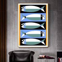 Colorful Sardine Lobster Fish Ocean Animal Whitepaper Poster Fancy Wall Sticker for Living Room Bar Decoration Vintage Painting 21cm×30cm NoFrame
