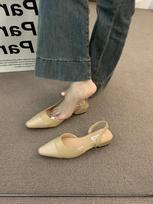 Baotou sandals women's summer new nude pointed lady thick heel empty temperament single shoes 35 kūno spalva