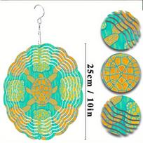 Vibrant Metal Wind Chime for Outdoor Garden Balcony Decor with 360 Degree Hanging Hook Teal Orange Yellow Circular Design Artistic Space Seasonal Gift 01A