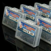 100 tubes with hook box with barb crooked mouth black high carbon steel hook 15