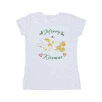 Disney Womens/Ladies Mickey Mouse Merry Kissmas Cotton T-Shirt XL balta