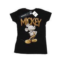 Disney Womens/Ladies Mickey Mouse Gold Statue Cotton T-Shirt S juoda