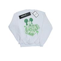 Disney Mens Mickey Mouse Shamrock Pizza Sweatshirt L balta