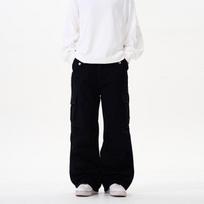 LKTM Unisex Vintage Washed Wide-Leg Work Pants L pilka spalva