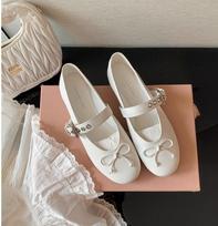 Lambskin version~ Bow flat leather ballet shoes single shoes women's Mary Jane women's shoes autumn 35 balta