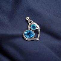 Swiss Blue Topaz  Gemstone 925 Sterling Silver Jewelry Pendant Gift For Her CP-3-3