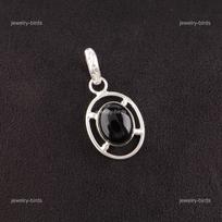 Ovalus Juodojo Turmalino Brangakmenis 925 Sidabro Dukros Dovana Naujas Rankų Darbo Pakabukas PP-6-25 black