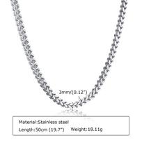 Franco Chain Necklace for Men Boys,3mm Thick Stainless Steel Necklace,Male Chain Zircon Gifts