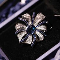 Thousand Clan Qixi Luxury Sapphire Bow Brooch Corsage Pin