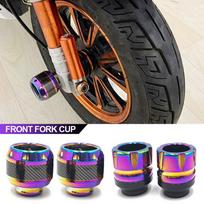 2PCS Burning Titanium Motorcycle Frame Slider Aluminum Front Fork Cup Falling Crush Protector Carbon Fiber for Motorbike Scooter C Back
