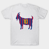 Men Black Print T-shirt Goat 10 Messi Barcelona No-Cut Transfer Paper Print Cotton Tshirt L balta