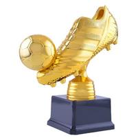 Auksinis batelis Auksinis gaublys Plastikinis trofėjus Futbolo trofėjus Plastikiniai amatai Dovana Suvenyras Cinko lydinio trofėjus Medalis 16cm beige