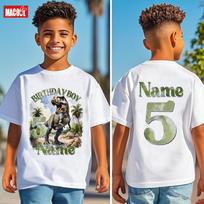 Personalizuotas Dinozauro Gimtadienio Berniuko Marškinėlis Individualus Vardas T-Rex Vaikams Berniukams Trumpomis Rankovėmis Šventinis Apranga Berniukas Vaikų Drabužiai 110 gray