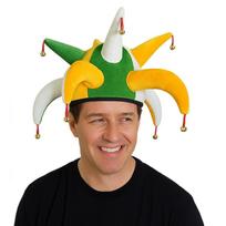Funny Jester Clown Hat with Bells, Multi-Pointed Carnival Headwear, Colorful Plush Party Accessory for Halloween and Cosplay 1 yellow