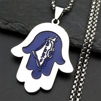 Hand of Fatima Israel Map Pendant Necklace for Women Men Stainless Steel Gold Color Je Hebrew Lucky Amulet Hamsa Jewelry