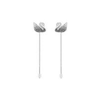 Swarovski gulės Rhodium padengti auskarai moterims One Size Fits All-Original brand box juoda