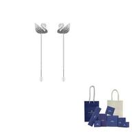 Swarovski gulės Rhodium padengti auskarai moterims One Size Fits All-Original Brand Box And Bag juoda