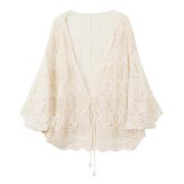 Sancai Bohemian Handmade Crochet Shawl One Size pilkšvai balta