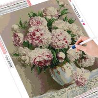 „Pasidaryk pats“ deimantų tapybos bijūnų gėlių rankdarbiai spalvinga deimantine siuvinėjimo tapybos dekoracija 30*40 cm