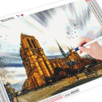 5D Deimantinė tapyba Pilna apvali Notre Dame De Paris Siuvinėjimo Parduodamas paveikslas Cirkonio Deimantas 20X30 gray