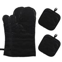 Cotton Silicone Oven Mitts Heat Resistant Non-Slip Glove Kitchen Pot Holder juoda