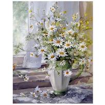 Deimantinis paveikslas, baltos margalapės gėlės, siuvinėjimas, pilnas apvalus deimantinis mozaikos paveikslas, meno lipdukas 20X30CM gray