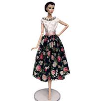 Black Countryside Floral Dress For Barbie Doll Outfits Clothes For Barbie Dollhouse 1/6 Dolls Accessories balta