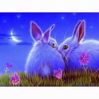 Pilnas 5D „Pasidaryk pats“ deimantais piešimas, animacinis triušis, mozaikinė siuvinėjimas kryželiu, namų dekoras, rankų darbo dovana 25x30cm blue