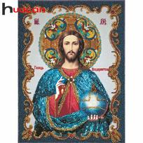 „Huacan“ viso gręžimo rašto deimantų tapybos siuvinėjimas Jėzus Kristus „pasidaryk pats“ kryžiaus dygsnio cirkonio akmenys 30*40 CM